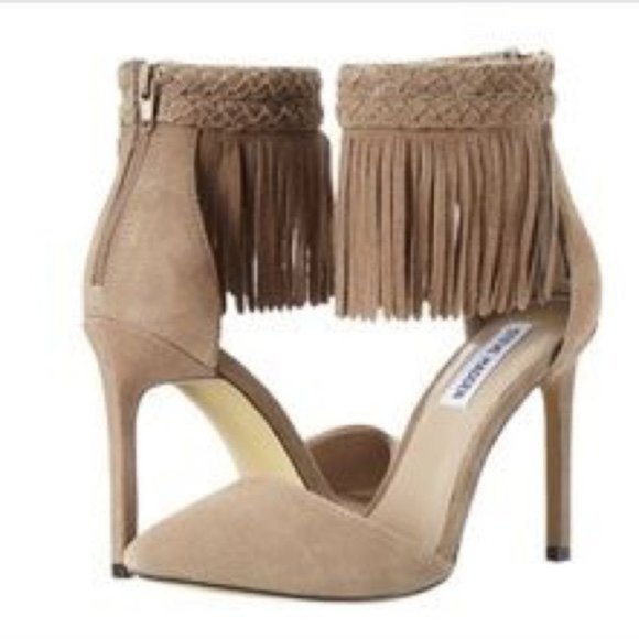 Steve Madden Shoes - SOLD New Steve Madden Melia Fringe Heels Taupe